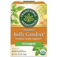 Organic Belly Comfort Peppermint Digestive Tea, 16 Tea Bags (Pack of 1)