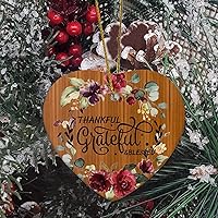 Personalized 3 Inch Thankful Grateful Blessed White Ceramic Ornament Holiday Decoration Wedding Ornament Christmas Ornament Birthday for Home Wall Decor Souvenir.