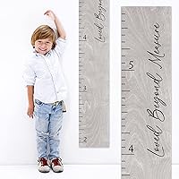 Wooden Ruler Growth Chart for Kids, Boys and Girls - Height Chart & Height Measurement for Wall - Kids Nursery Wall Decor and Room Hanging Wall Decor - Gray w/Handwriting Font