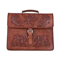 NOVICA Handmade Leather Handbag Floral from Peru Handbags Brown Slings Handle Patterned 'Floral Executive'