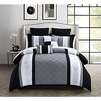 Chic Home 8-Piece Embroidery Comforter Set, King, Livingston Black