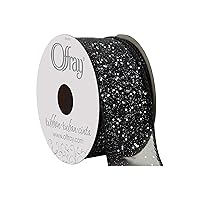 Offray, Black Wired Edge Cosmic Glitz Craft Ribbon, 1 1/2-Inch x 9-Feet, 1 Count (Pack of 1)