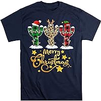 Womens Cactus Christmas Tree with Buffalo Plaid & Leopard Design T-Shirt Christmas Lights Cactus Lover Funny Xmas Gift - Navy/X-Large