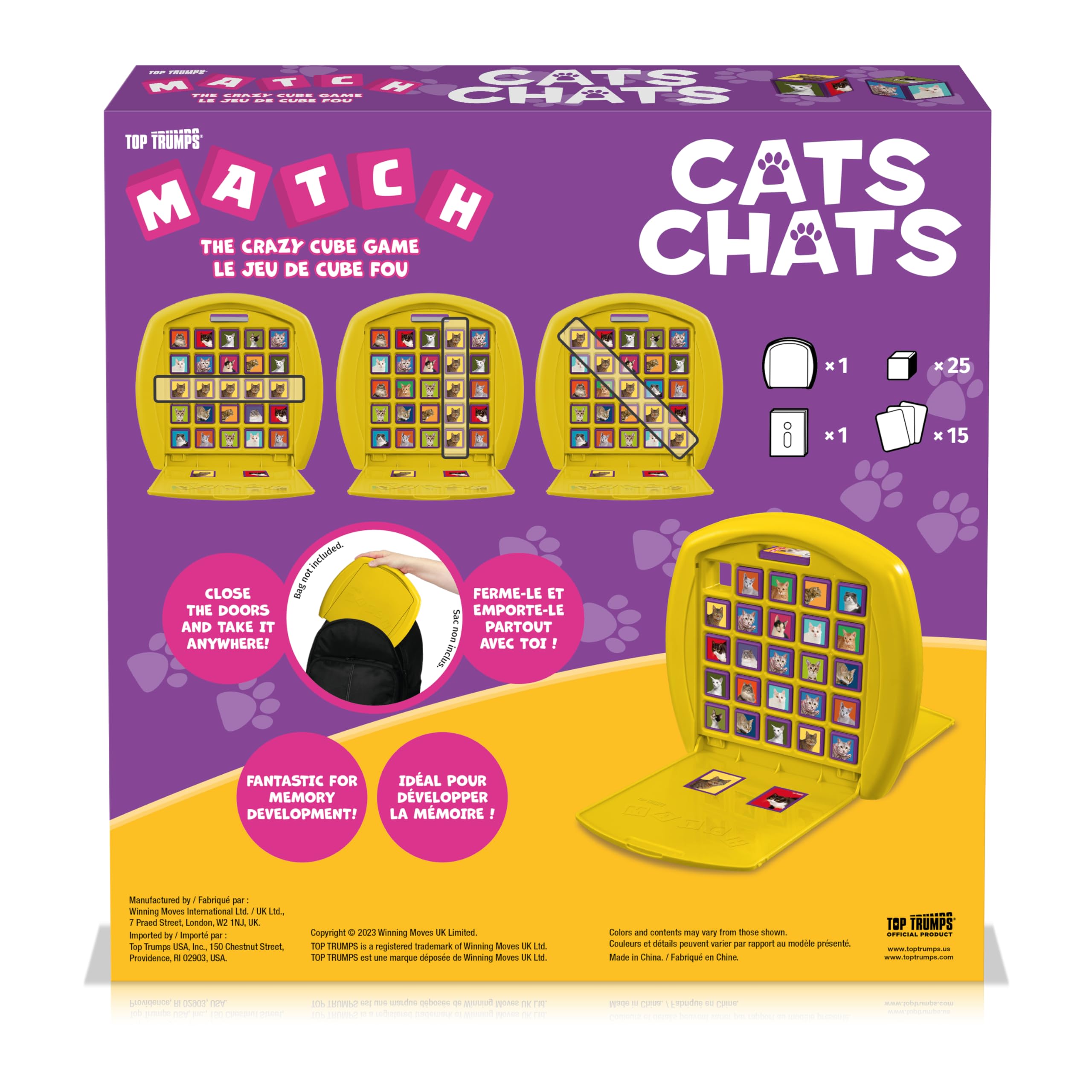 Cats Top Trumps Match Board Game; Matching Cube Game with Kitties Like ragdolls, Manx, and More Family Game for Ages 4 and up