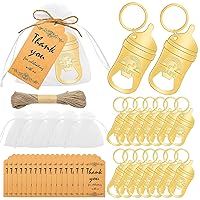 Baby Shower Favors, 16 PCS Baby Bottle Opener, Baby Bottle Shaped Opener Keychain, Baby Shower Decorations, Return Gifts for Guests Baby Shower Parties Wedding Kids Birthday Party Souvenirs, Gold