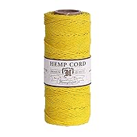 Hemptique 100% Hemp Cord Spool - 62.5 Meter Hemp String - Made with Love - No. 20 ~ 1mm Cord Thread for Jewelry Making, Macrame, Scrapbooking, DIY, & More - Yellow