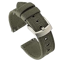 Benchmark Canvas Watch Band - Quick Release Cotton Fabric Watch Straps for Men & Women (20mm, Army Green)