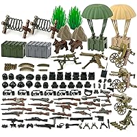 Military Weapons Pack, WW2 Army Gear Kit Bricks Accessories Set, SWAT Building Blocks Parts for Soldier Figures, Compatible with Major Brands
