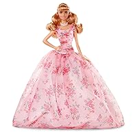 Barbie Collector Birthday Wishes Doll with Blonde Hair, 11.5-inch, Wearing Floral Gown, with Doll Stand and Certificate of Authenticity, Makes a Great Gift for 6 Year Olds and Up