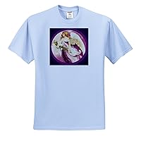 3dRose Sandy Mertens Easter Vintage - Easter Angel Textured - Adult Light-Blue-T-Shirt Large (ts_14783_52)