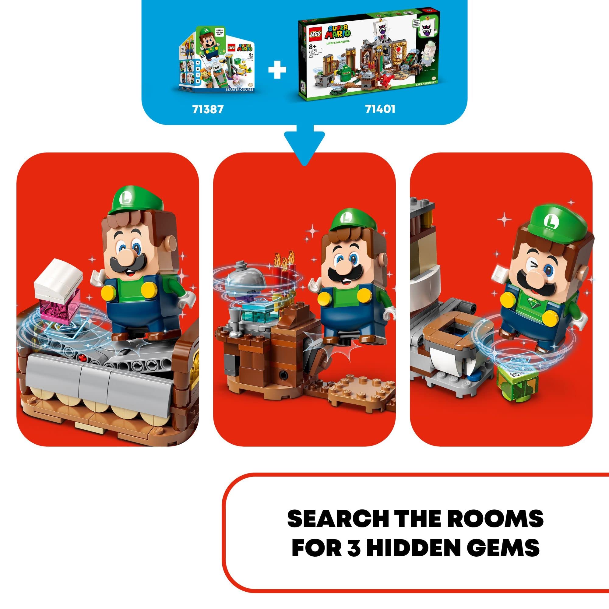 LEGO Super Mario Luigi’s Mansion Haunt-and-Seek Expansion Set 71401 Toy Building Kit for Kids Aged 8 and up (877 Pieces)