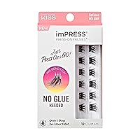KISS imPRESS False Eyelashes, Lash Clusters, Falsies, Refined Volume', 10mm-12mm, Includes 12 pieces of pre-bonded lashes, Contact Lens Friendly, Easy to Apply, Reusable Strip Lashes