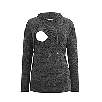 Smallshow Women's Nursing Tops Long Sleeve Breastfeeding Shirt Hoodie