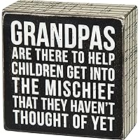 Primitives by Kathy 27218 Pinstripe Trimmed Box Sign, Grandpas, Wood, Small, black/white