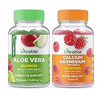 Lifeable Aloe Vera + Calcium Magnesium, Gummies Bundle - Great Tasting, Vitamin Supplement, Gluten Free, GMO Free, Chewable