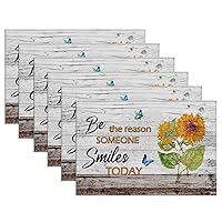 Rectangular Placemats Be The Reason Someone Smiles Today Sunflower Placemat Holder 12x18 Inch Placemats and Napkins Set of 6 Oxford Cloth Heat Resistant Stain Resistant Easy to Clean