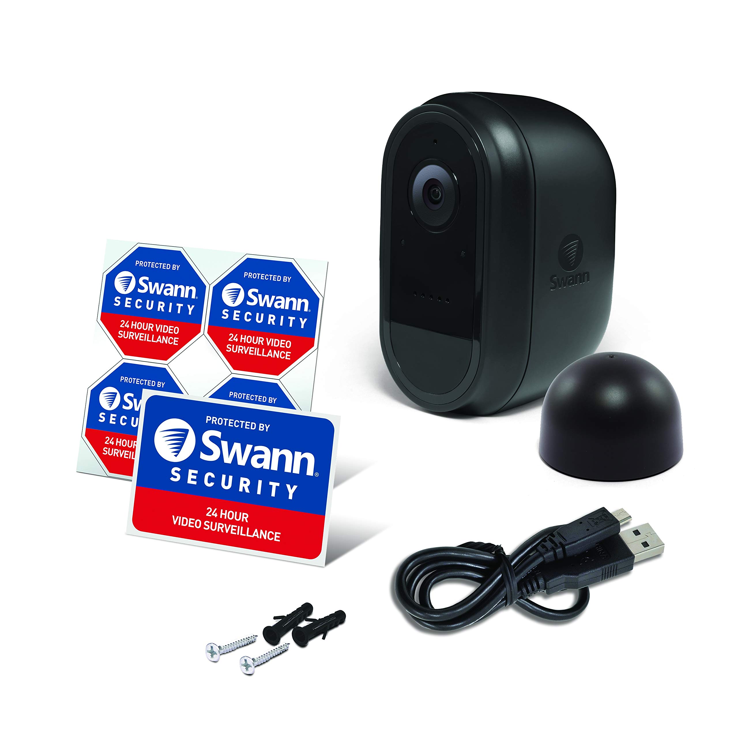 Swann Wire-Free 1080p Full HD Indoor & Outdoor Waterproof Recharcheable Security Camera with Night Vision, 2-Way Talk, Heat, Motion & Person Detection, Free Cloud & Local Recording.
