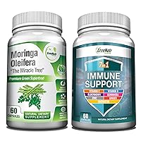 Energy Support & Immune Defense Bundle: Pure Moringa Oleifera Leaf Extract Veggie Capsules (1000 mg) with 7-in-1 Immune Support Formula for Energy, Mood, Memory, Focus