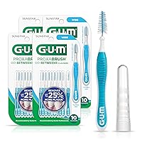 GUM Proxabrush Go-Betweens - Wide, Interdental Brushes Between Teeth, Dental Picks for Plaque Removal, Safe for Braces & Dental Devices, 10ct (4Pk)