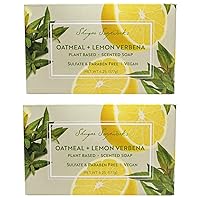 Oatmeal & Lemon Verbena Soap 6.25 Oz - Plant Based, Vegan, Natural, Pure, No Dyes, Sulfate & Paraben Free (2 Pack)