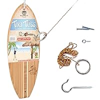 Tiki Toss Ring Toss Game for Adults & Kids - Hook and Ring Games with String and Hooks for Indoor Use, Man Cave Decor & Stuff, Gifts for Men