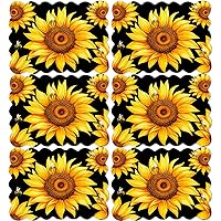 6 PCS Sunflower Placemats Summer Place Mats Plastic Summer Floral Dining Mats Reusable Seasonal Spring Sunflower Table Setting Rustic Vintage Table Mats Set for Indoor Outdoor Dinner Party Table Decor