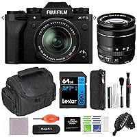 FUJIFILM X-T5 Mirrorless Camera with 18-55mm Lens (Black) with 64GB Memory Card, Gadget Bag, & More (8 Items) | USA Authorised with Fujifilm Warranty | Fuji xt5