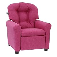 The Crew Furniture Traditional Kids Recliner, Toddler Ages 1-5 Years, Home Décor Polyester Linen, Magenta