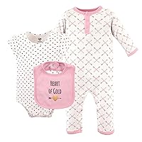 Hudson Baby Unisex BabyCotton Coverall, Bodysuit and Bib Set