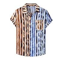 Mens Hawaian. Shirt Satin Button Down Shirt Mens T Shirts Casual Graphic Lightweight T Shirts for Men Big Tall Shirts