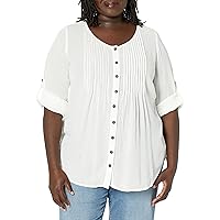 Avenue Women's Plus Size Shirt Sandy Ptuck PLN