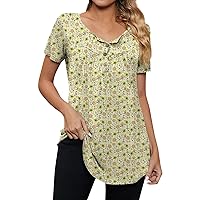 Womens Summer Tops, Shirts for Women Trendy Floral Plus Size Button Down Women's T-Shirts Flower Shirt, S, 5XL