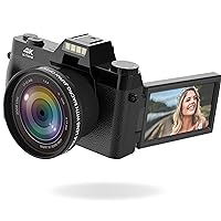 Vlogging Camera, 4K Digital Camera for YouTube with WiFi, 16X Digital Zoom, 180 Degree Flip Screen TopCam6 Zoom, 180 Degree Flip Screen, Wide Angle Lens, Macro Lens, 2 Batteries and 32GB TF Card