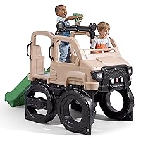 Step2 Safari Truck Climber Playset for Kids, Slide, Climbing Wall, Steering Wheel, and Binoculars, Toddlers Ages 2 –5 Years Old, Easy To Assemble, Kids Outdoor Playground for Backyard, Brown