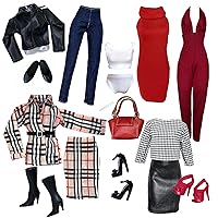 Clothes Deluxe Fashion Pack for 11.5 inch Doll Busy Week Boss Lady I Black Jacket Jumpsuit Red Dress Red Purse