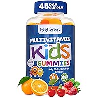 Vegetarian Kids Multivitamin Gummies by Feel Great Vitamin Co. | Plant Based Fruit Pectin Vitamins for Kids | Supports Growth of Bones & Muscles, Supports The Immune System with Zinc. | 45 Day Supply