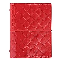 Domino Luxe Organizer, Pocket Size, Red - High-Gloss, Quilted Effect Cover, Parisian Inspired, Six Rings, Week-to-View Calendar Diary, Multilingual, 2024 (C027991-24)