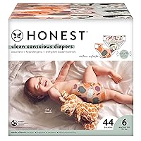 The Honest Company Clean Conscious Diapers | Plant-Based, Sustainable | Fall '23 Limited Edition Prints | Club Box, Size 6 (35+ lbs), 44 Count