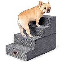 EHEYCIGA Dog Stairs for Bed 18”H, 4-Step Dog Steps for High Bed, Pet Steps for Small Dogs and Cats, Non-Slip Balanced Dog Indoor Ramp, Grey