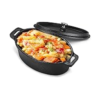 Mini Casserole Dish with Lid, 0.63 Qt. Cast Iron Casserole Dish for Baking, Cast Iron Cookware Mini Dutch Oven Ramekin with Handles & Stainless Steel Knob