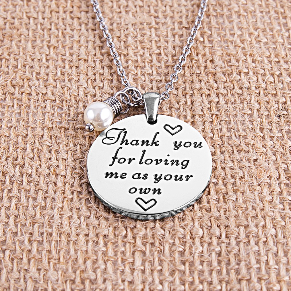 eloi Christmas Gift for Stepmom Thank You For Loving Me As Your Own Necklace Mother's Day Gifts Bonus Mom Pendant Mother in Law Jewelry
