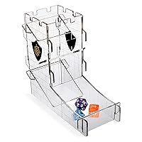 ENHANCE Dice Tower Dice Tray for Tabletop RPG Games - Portable Dice Roller with Castle Tower Design, Roll Up to 14 Standard Dice at Once - Etched Castle Rolling Tray Tower Great for Game Nights