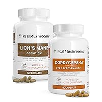 Lions Mane (120ct) and Cordyceps (120ct) Capsules Bundle - Mushroom Supplement for Cognition, Energy and Endurance