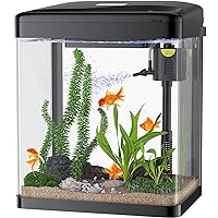 Betta Fish Tank, 2 Gallon Glass Aquarium, 3 in 1 Fish Tank with Filter and Light, Desktop Small Fish Tank for Betta Fish, Shrimp, Goldfish (Black)