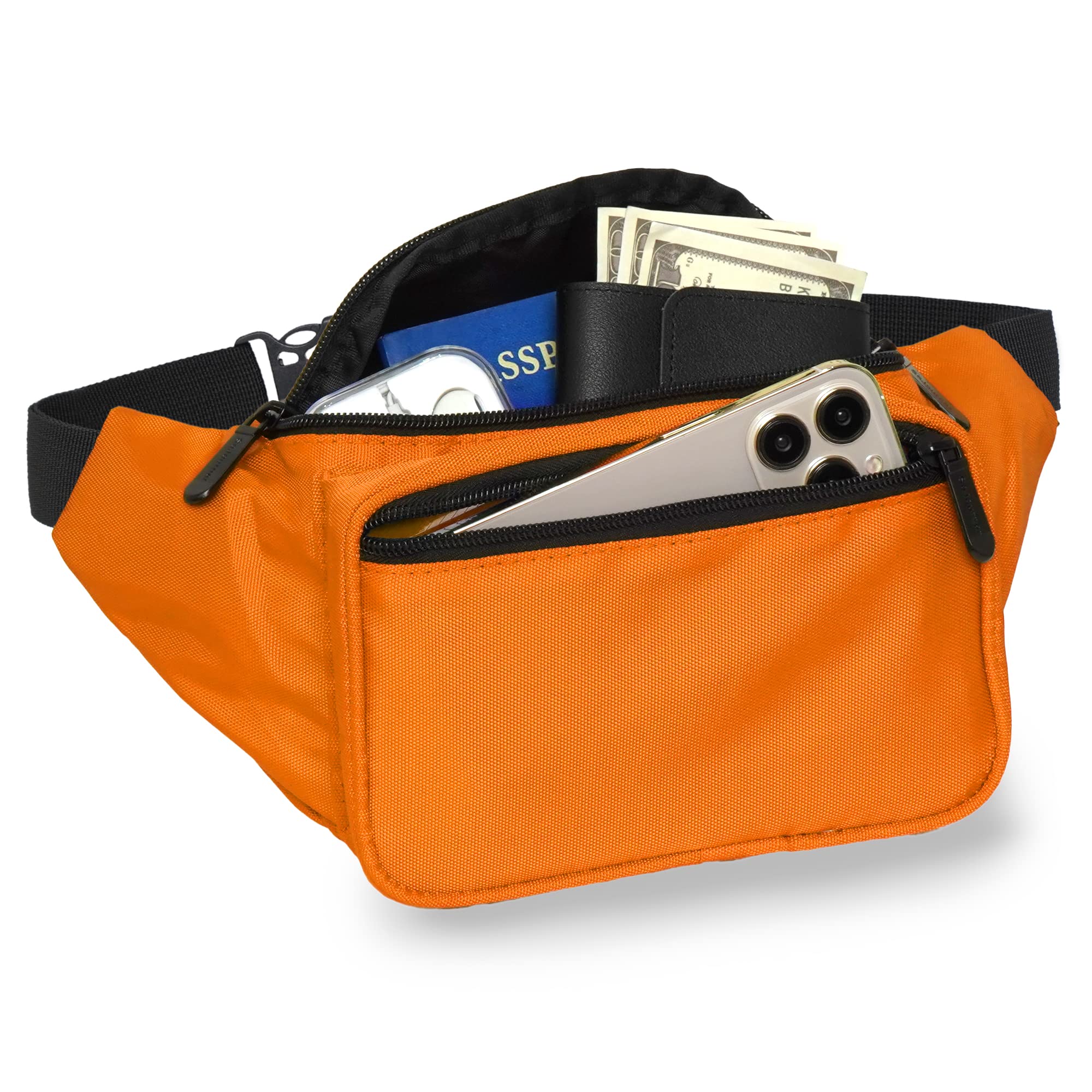 Orange Fanny Pack Belt Bag I Mens Fanny Packs for Women Fashionable - Crossbody Bag Bum bag Waist Bag Waist Pack - Hands Free for Hiking, Running, Travel, Waterproof and more