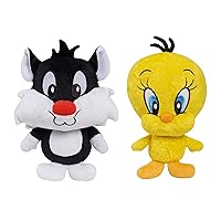 Looney Tunes Plush Pals 2-Piece Set Stuffed Animals, 7-inch Tweety and Sylvester