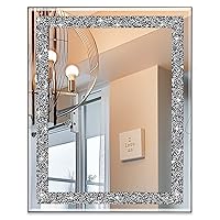 Rectangular Wall Mirror Crystal Crush Diamond Mirror for Home Décor Accent Mirror for Bathroom, Entryway and Bedroom, 16