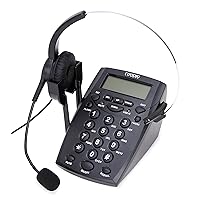 Dialpad with Headset, Coodio Corded Phone [Call Center] Telephone with Headset and Recording Cable and Tone Dial Key Pad/Redial - C888