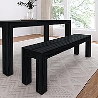 Plank+Beam 60 Inch Dining Bench for Dining Room, Bench for 72 Inch Table Kitchen Dining Seat, Wooden Outdoor Bench, Solid Wood Entryway Bench, Black Wirebrush