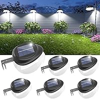JSOT Solar Fence Lights, Bright Security Outdoor Backyard Lights Waterproof, Patio Decor Sign Lighting for Eaves Deck Pathway Garden Garage Stairs Wall 2 Installations Methods - White Light, 6 Pack